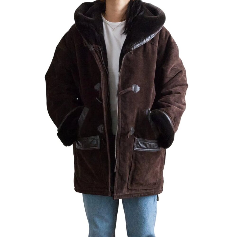 Vintage J Percy for Marvin Richards Women Brown Suede Faux Fur Parka Sz XL 3158 - Picture 14 of 16